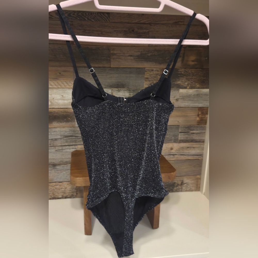 Free People Black Shimmer Night Rhythm Sexy & Sultry Bodysuit!! - Picture 13 of 16